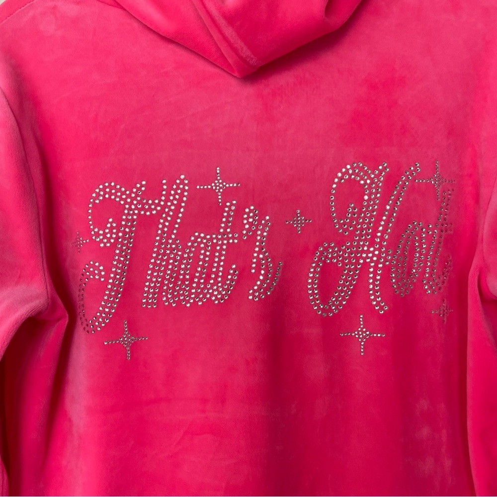 PARIS HILTON “that’s hot” rhinestone valour hot pink hoodie sweater - Picture 5 of 12